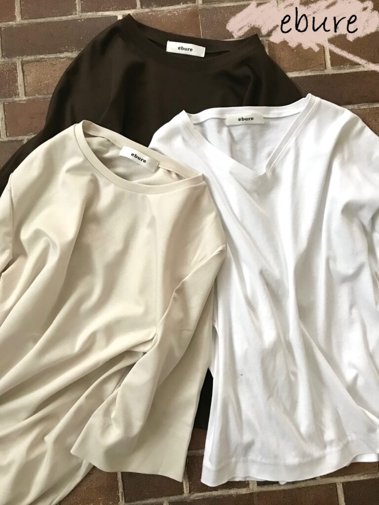 【新品・未使用】ebure Tシャツ　ホワイト シンプルだけどきれい見え！おさえておきたい基本の白Tシャツ | 40,50